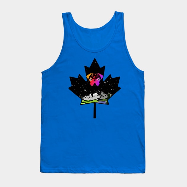 Canadian Maple Leaf Pug - Orange/Pink/Purple Tank Top by Inugoya